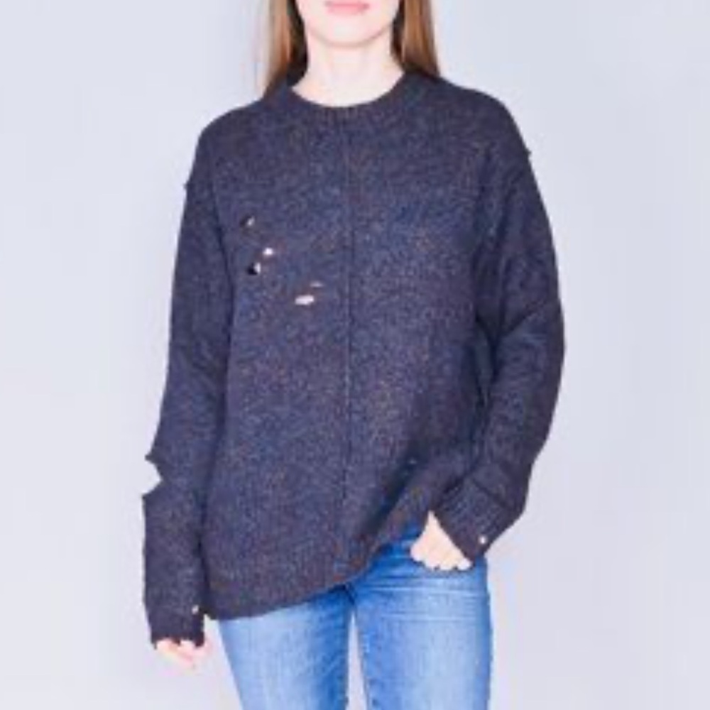 Isabel Marant Purple Heathered  Distressed Sweater